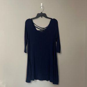 Heart and Hips - Navy Blue Crossover Swing Dress - L